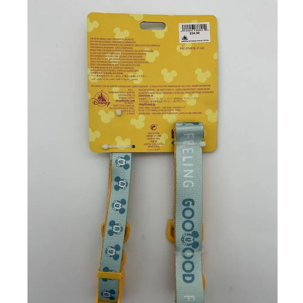 Disney Parks Mickey Mouse Dog Collar And Lead GOOD FEELING Yellow Blue Medium